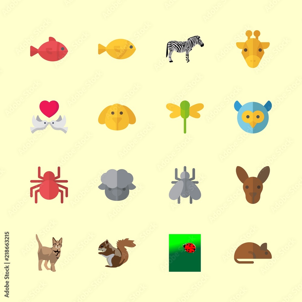 Obraz premium animal icons set. beauty, color, africa and thread graphic works