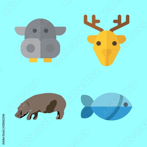 4 animal icons set