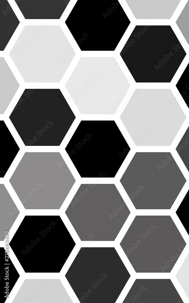 White honeycomb with a gradient color. Isometric geometry. 3D illustration White honeycomb with a gradient color. Isometric geometry. 3D illustration