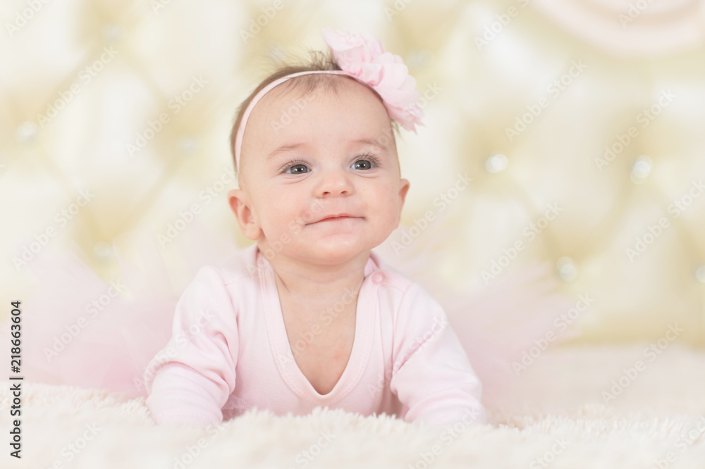 Portrait of a cute charming girl in pink dress Portrait of a cute charming girl in pink dress
