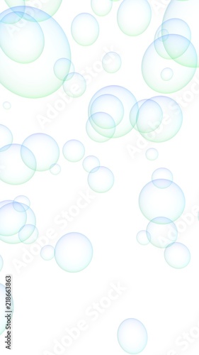 Light pastel colored background with pink bubbles. Wallpaper, texture blue balloons. 3D illustration