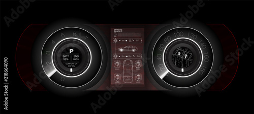 Abstract futuristic car dashboard in white, the concept of the future car dashboard. Vector illustration.