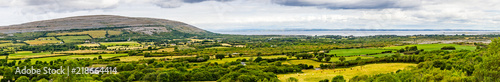 Galway bay with Farm field, mountain and vegetation in Ballyvaughan