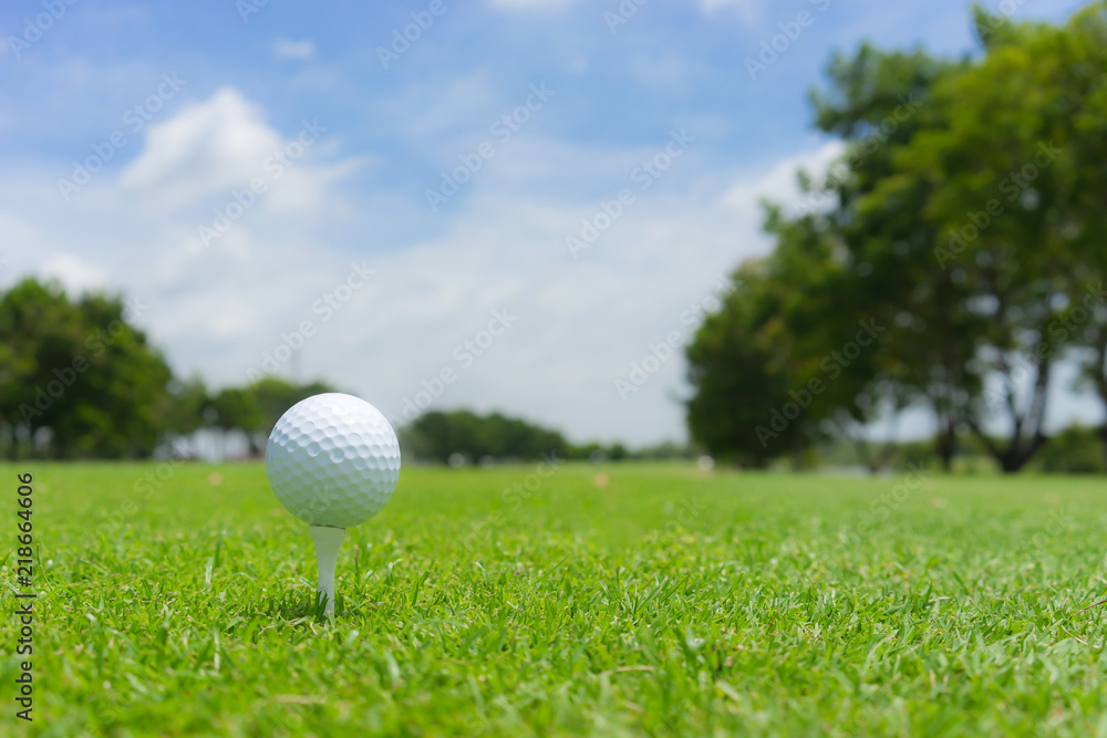 Golf concept : Golf ball on golf course, an golf ballset up for tee shot. Fairway as background. Golf concept : Golf ball on golf course, an golf ballset up for tee shot. Fairway as background.