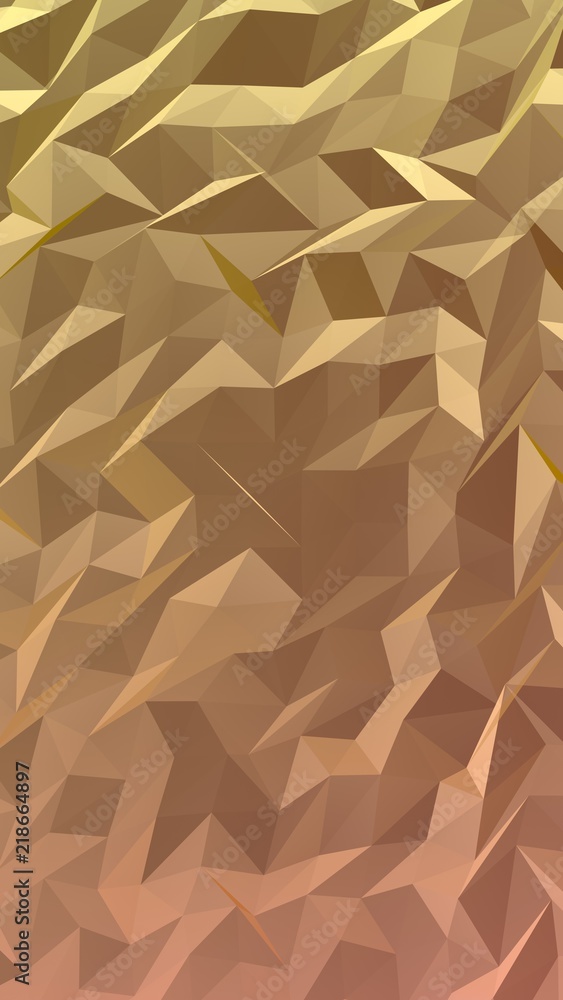 Abstract triangle geometrical orange background. Geometric origami style with gradient. 3D illustration