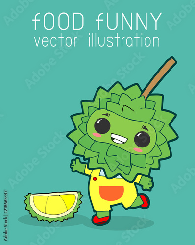 Durian funny cartoon poster design icon, food funny Vector illustration