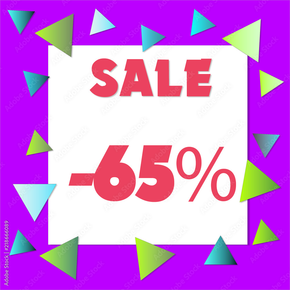 65  % Percent Discount, Sale Up, Special Offer, Trade off, Promotion concept
