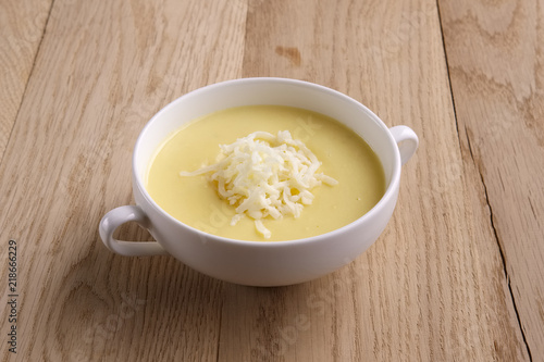 Soup puree with cheese and mushrooms