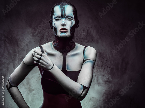 Sensual cyber woman with cr...