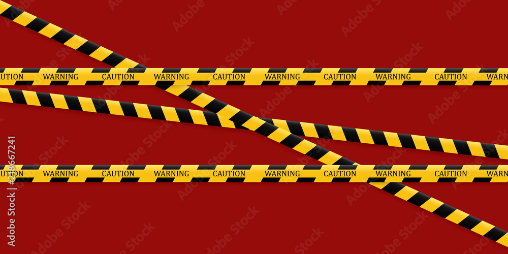 Caution lines isolated. Warning tapes. Danger signs. Vector illustration. Set of black and yellows caution tapes with different inscriptions. Caution lines isolated. Warning tapes. Danger signs. Vector illustration. Set of black and yellows caution tapes with different inscriptions.