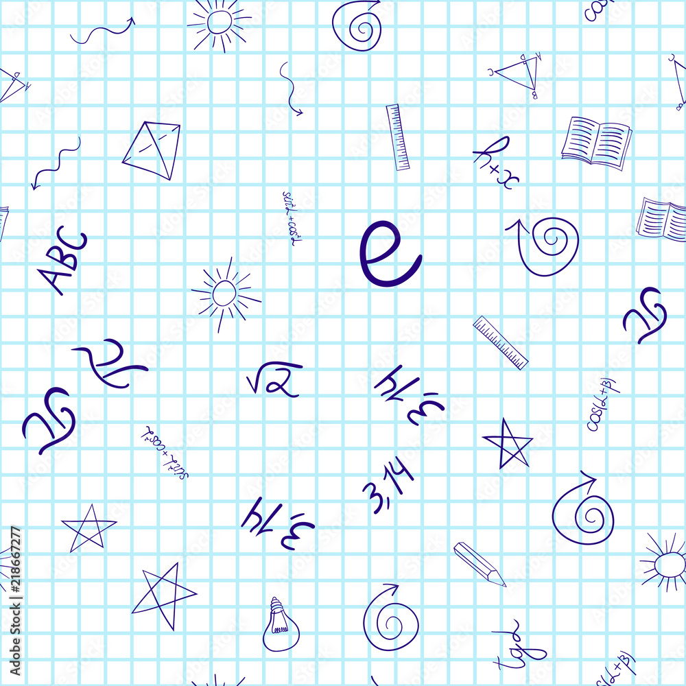 Obraz premium abstract vector school doodles seamless pattern