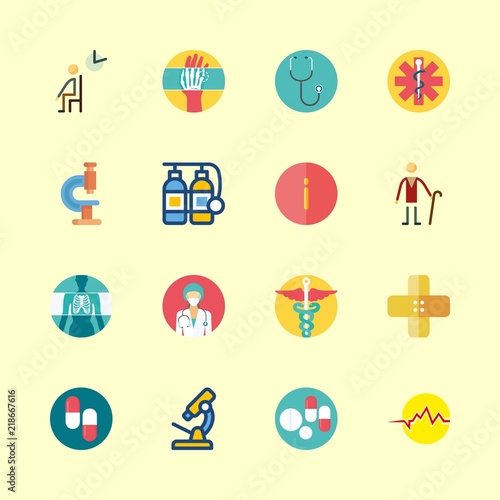 hospital icons set. patient, ray, store and clinical graphic works