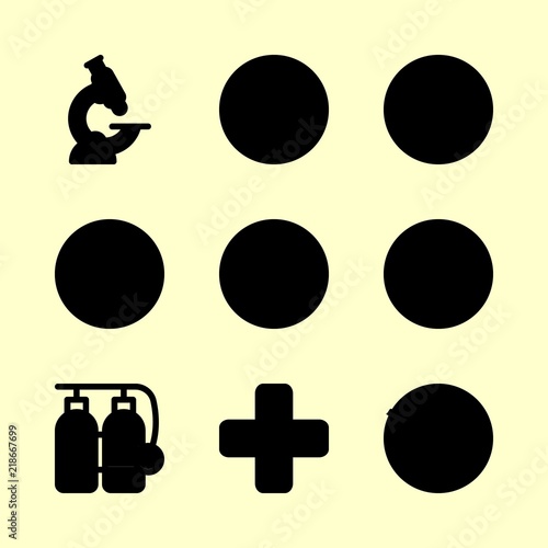 hospital vector icons set. oxygen tank, stretcher, pills and nurse in this set