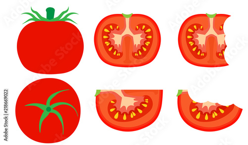 Tomato vegetarian natural isolated harvest vector. Summer food nature red vegetable cooking. Tasty illustration vegan fresh organic background. Plant icon cartoon color object. Product set view