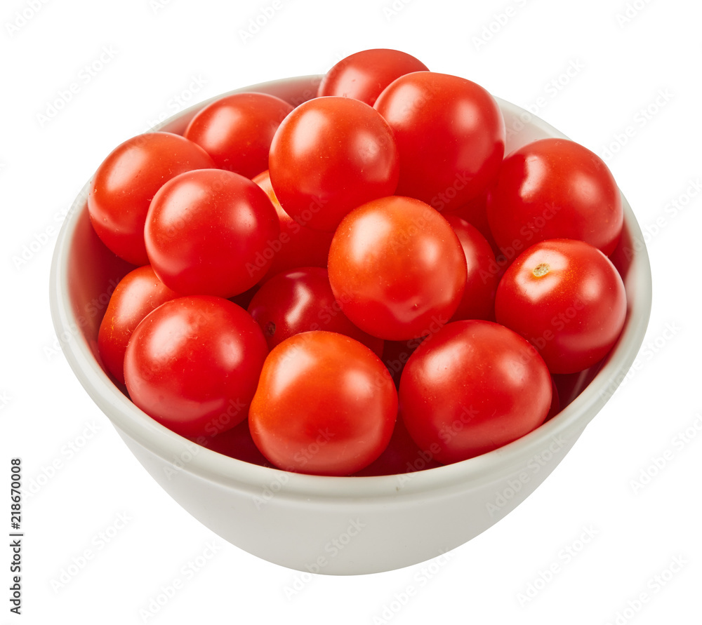 Fresh ripe tomatoes in ceramic bowl isolated on white background. Ingredients for cooking. Top view. Fresh ripe tomatoes in ceramic bowl isolated on white background. Ingredients for cooking. Top view.