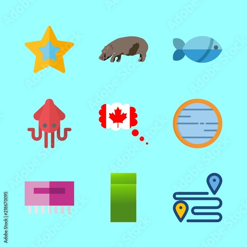 nature vector icons set. mentol, animal, fish and star in this set