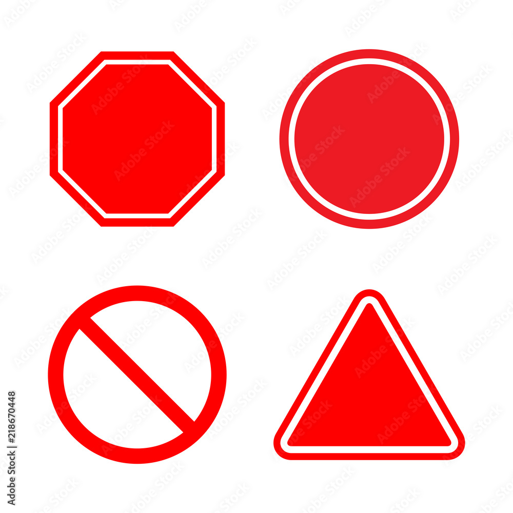 Templates for prohibitory signs on a white background Templates for prohibitory signs on a white background