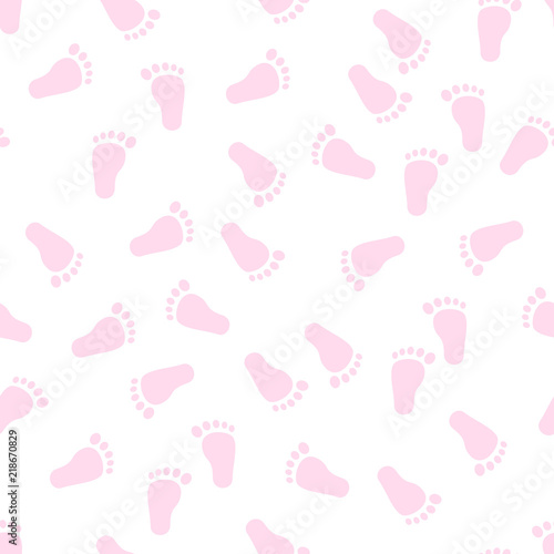 Seamless pattern with baby footprint, background, texture. vector illustration.