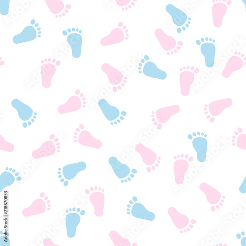 Seamless pattern with baby footprint, background, texture. vector illustration.