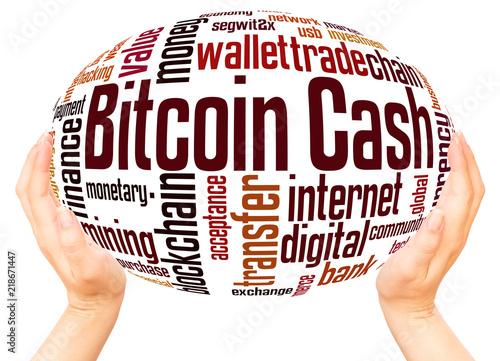 Bitcoin Cash word cloud hand sphere concept photo