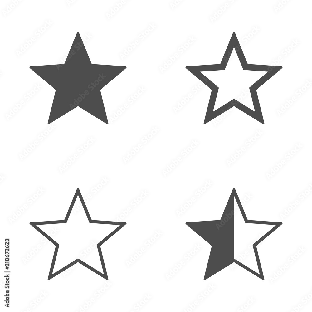 Star icon symbol isolated on white background for your web site design, star logo, app, UI. Set of star icons in trendy flat style. Vector illustration. Star icon symbol isolated on white background for your web site design, star logo, app, UI. Set of star icons in trendy flat style. Vector illustration.