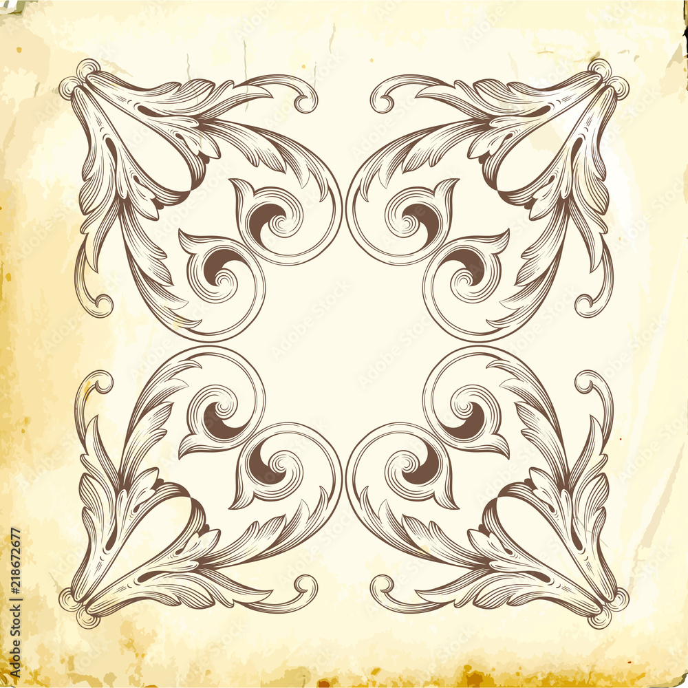 Fototapeta premium Vector baroque of vintage elements for design. 