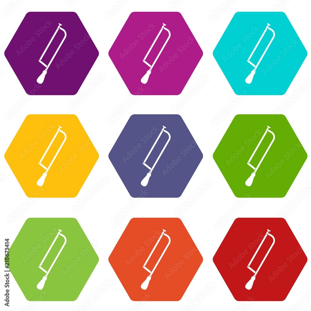 Amputation and surgical saw icon set many color hexahedron isolated on white vector illustration Amputation and surgical saw icon set many color hexahedron isolated on white vector illustration