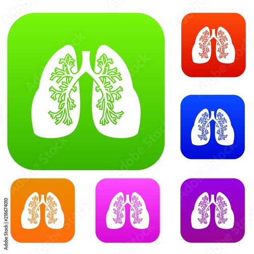 Lungs set icon in different colors isolated vector illustration. Premium collection