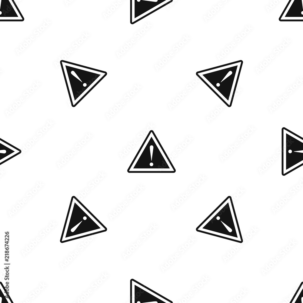 Hazard warning attention sign with exclamation mark pattern repeat seamless in black color for any design. Vector geometric illustration Hazard warning attention sign with exclamation mark pattern repeat seamless in black color for any design. Vector geometric illustration