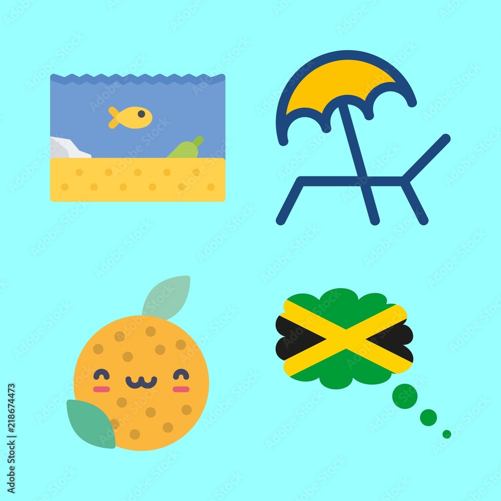 4 tropical icons set