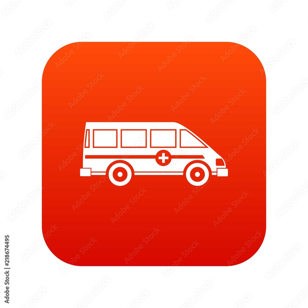 Ambulance emergency van icon digital red for any design isolated on white vector illustration Ambulance emergency van icon digital red for any design isolated on white vector illustration