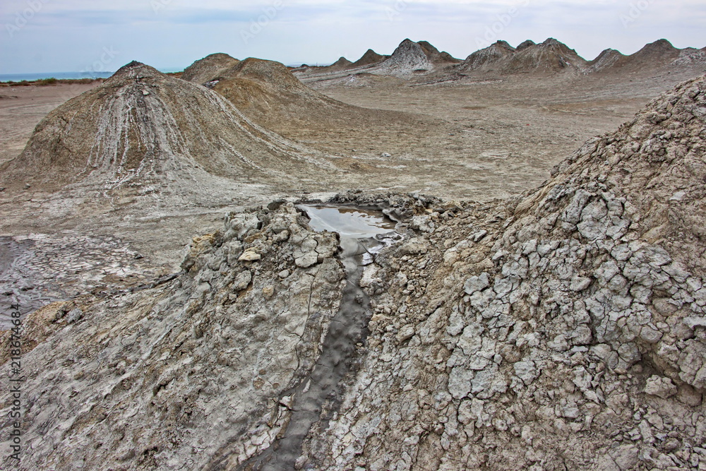 Fototapeta premium Mud volcanoes in the Gobustan region of Azerbaijan