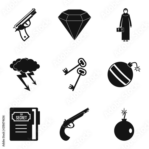 Anti terrorism icons set. Simple set of 9 anti terrorism vector icons for web isolated on white background