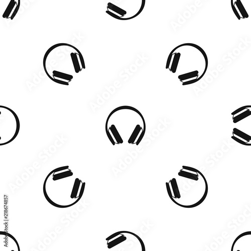 Protective headphones pattern repeat seamless in black color for any design. Vector geometric illustration