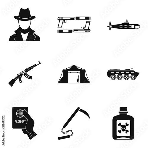 Delinquent icons set. Simple set of 9 delinquent vector icons for web isolated on white background