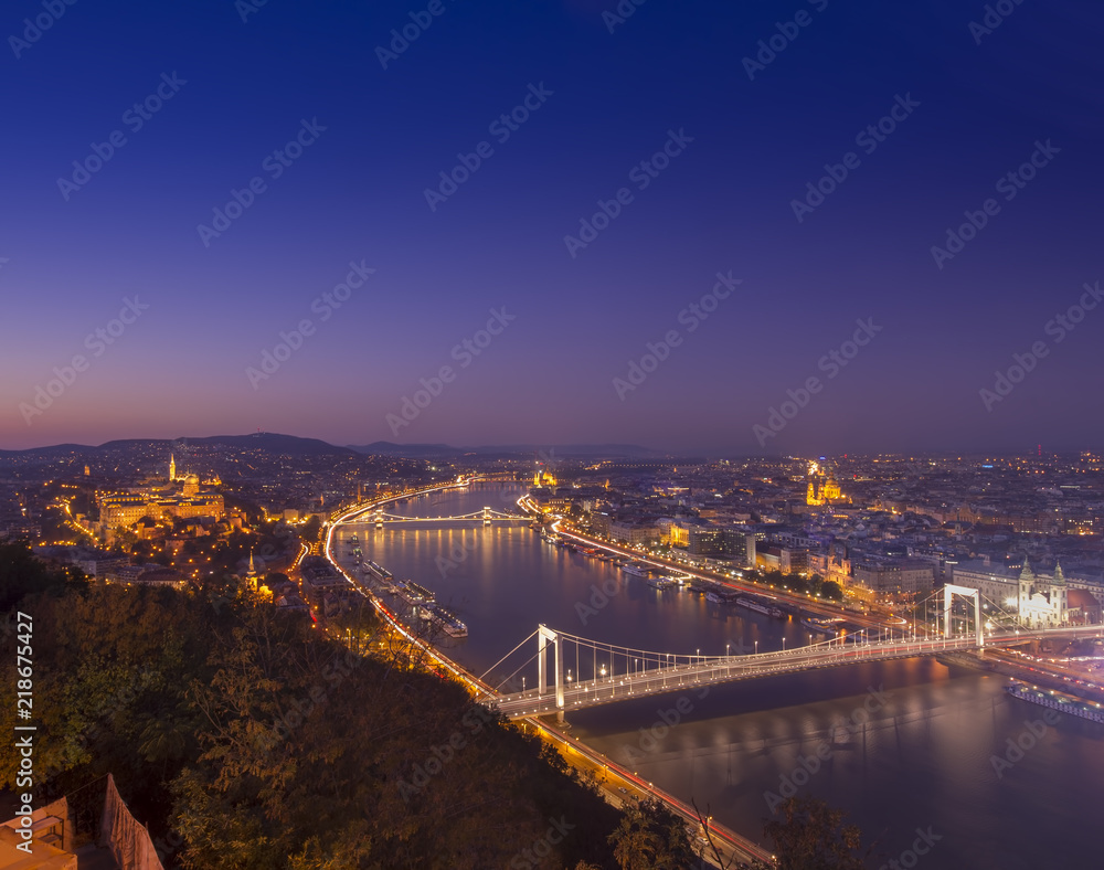 Budapest cityscape at night. Hungary