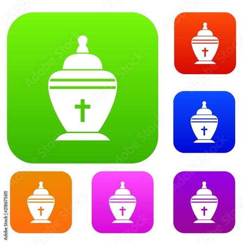 Urn set icon in different colors isolated vector illustration. Premium collection
