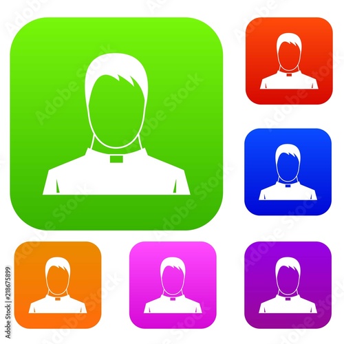 Priest set icon in different colors isolated vector illustration. Premium collection
