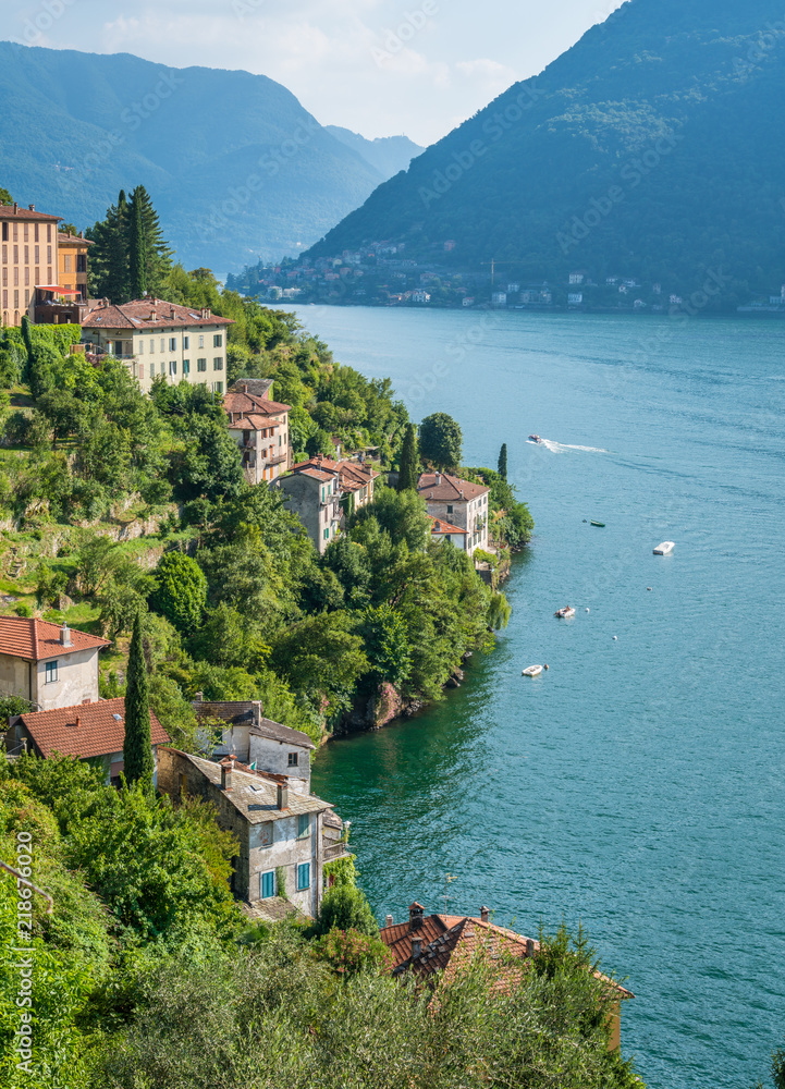 Fototapeta premium Scenic sight in Nesso, beautiful village on Lake Como, Lombardy, Italy.