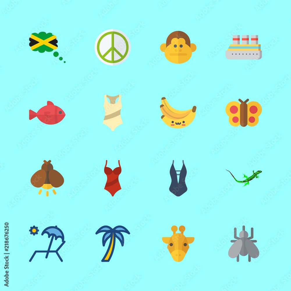 tropical icons set. mouth, sensual, pain and appetizing graphic works
