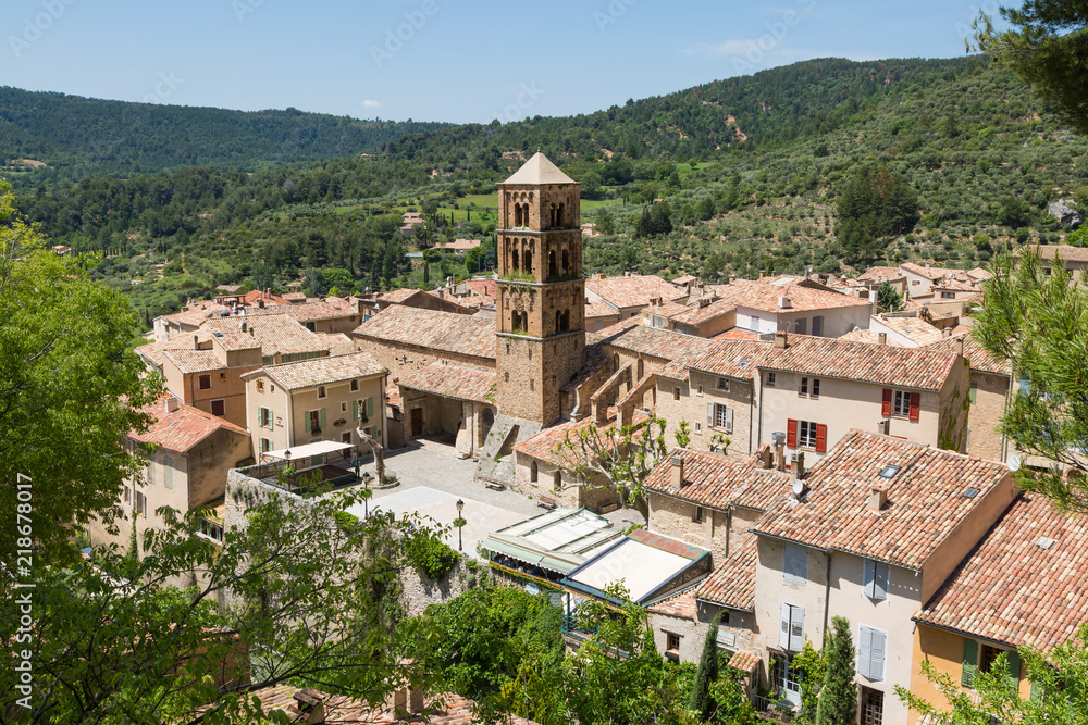 Center of Moustiers-Sainte-Marie in the Provence, France