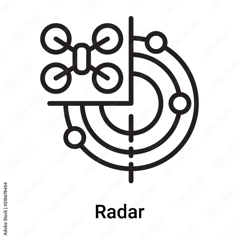 Radar icon vector isolated on white background, Radar sign , line or linear symbol and sign design in outline style Radar icon vector isolated on white background, Radar sign , line or linear symbol and sign design in outline style