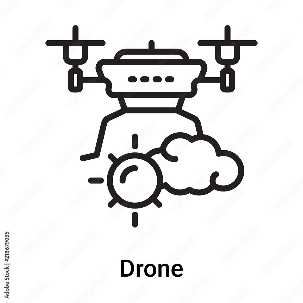 Drone icon vector isolated on white background, Drone sign , line or linear symbol and sign design in outline style Drone icon vector isolated on white background, Drone sign , line or linear symbol and sign design in outline style