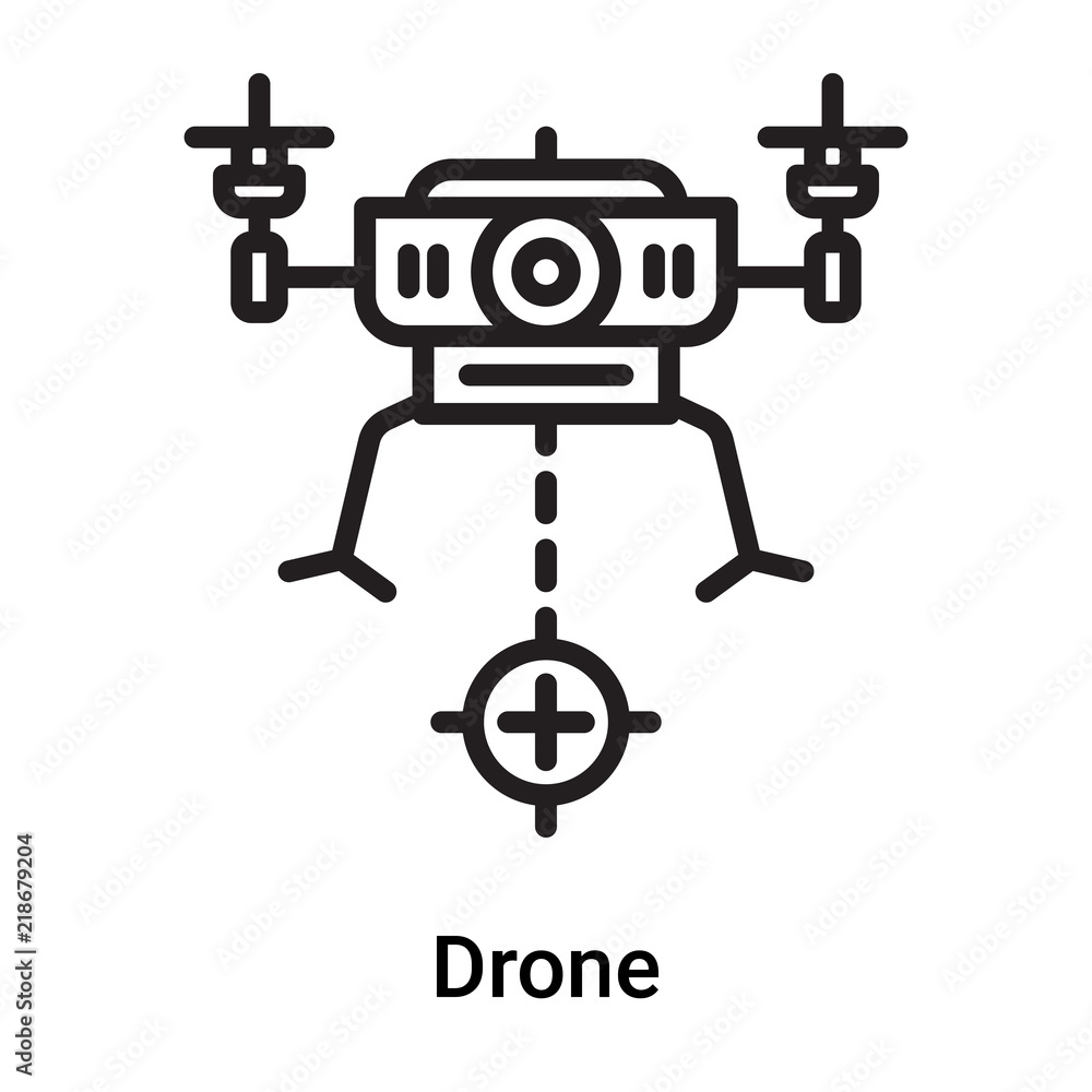 Drone icon vector isolated on white background, Drone sign , line or linear symbol and sign design in outline style Drone icon vector isolated on white background, Drone sign , line or linear symbol and sign design in outline style
