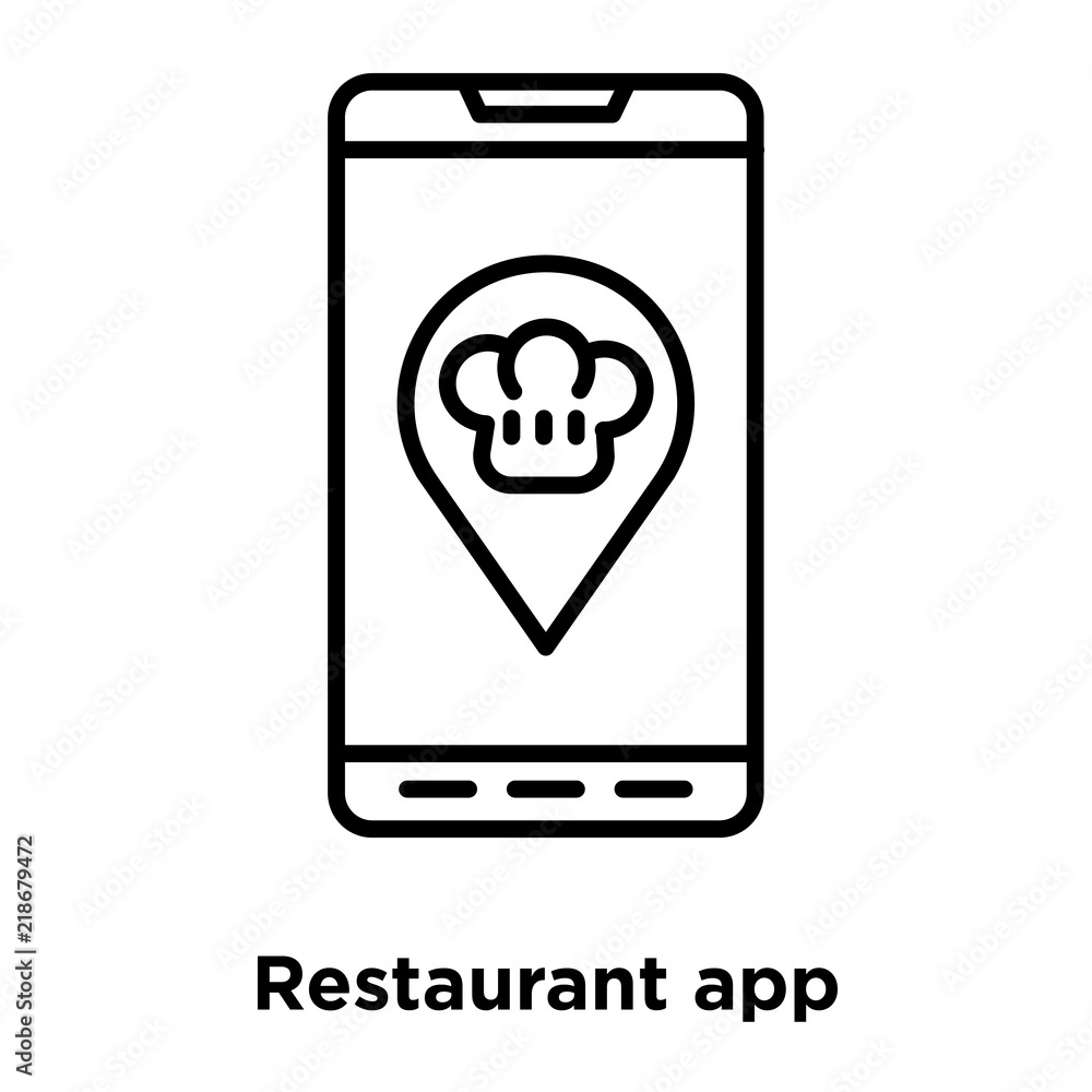 Restaurant app icon vector isolated on white background, Restaurant app sign , thin line design elements in outline style Restaurant app icon vector isolated on white background, Restaurant app sign , thin line design elements in outline style