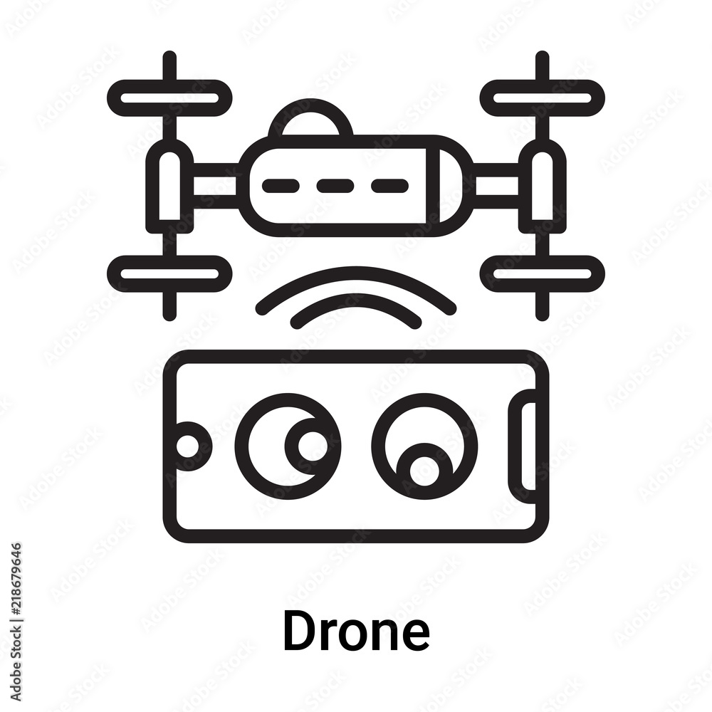 Drone icon vector isolated on white background, Drone sign , line or linear symbol and sign design in outline style Drone icon vector isolated on white background, Drone sign , line or linear symbol and sign design in outline style