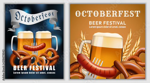 Beer fest october german banner concept. Realistic illustration of beer fest october party german vector banner for web