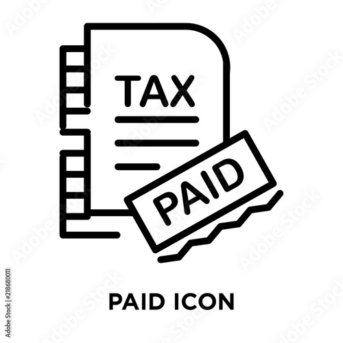 Paid icon vector isolated on white background, Paid sign , line symbol or linear element design in outline style