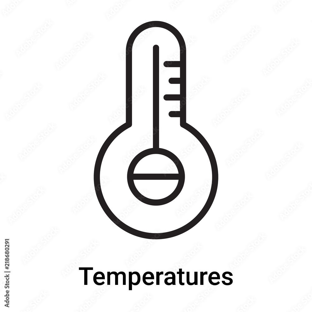 Temperatures icon vector isolated on white background, Temperatures sign , line or linear symbol and sign design in outline style Temperatures icon vector isolated on white background, Temperatures sign , line or linear symbol and sign design in outline style