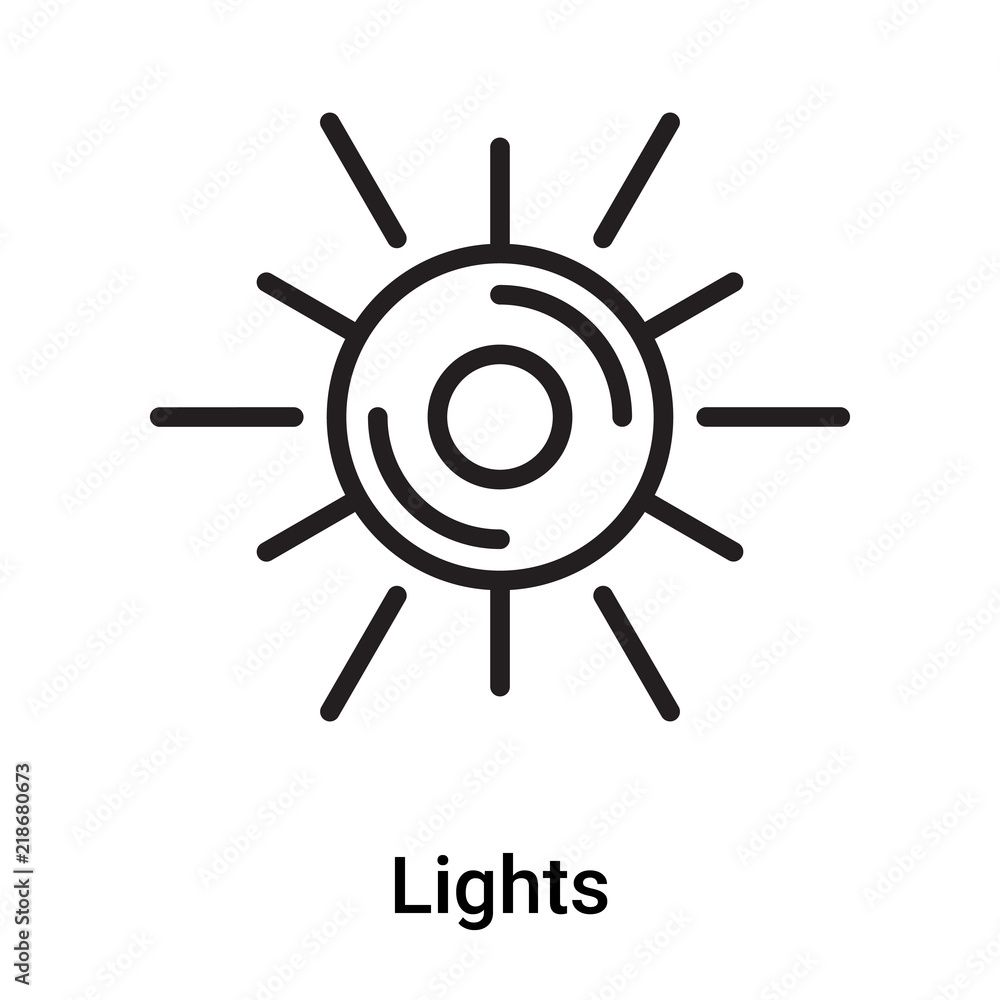 Lights icon vector isolated on white background, Lights sign , line or linear symbol and sign design in outline style Lights icon vector isolated on white background, Lights sign , line or linear symbol and sign design in outline style